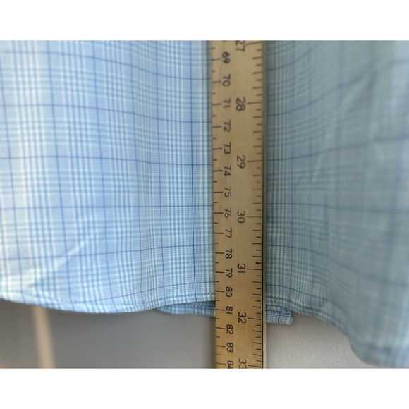 Peter Millar Summer Comfort Men's L Long Sleeve Turquoise Plaid Button Up Shirt - Picture 7 of 9